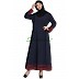 Casual abaya- Navy Blue with Maroon stripes Casual abaya- Navy Blue with Maroon stripes